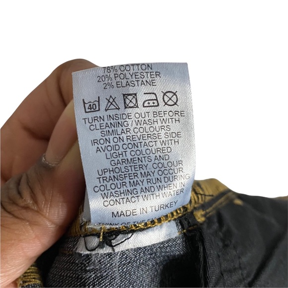 ASOS Women's Dark Wash Mini High Waisted Shorts - Picture 6 of 6